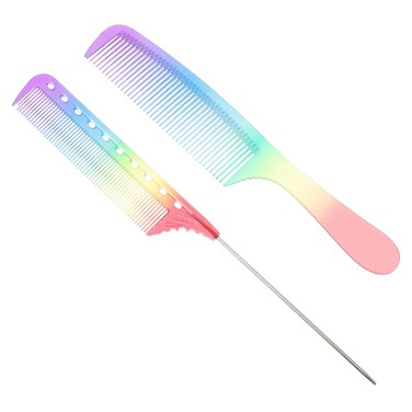 2Pcs Rainbow Hair Combs Salon Hairdressing Comb Tail Comb Rainbow Tail Comb -Static Fine Tooth Comb for Teasing Back Combing Travel