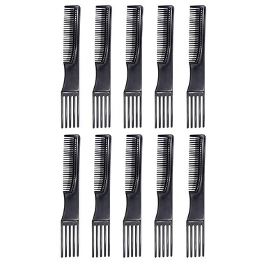 HEALLILY Carbon Lift Teasing Combs - 10Pcs Black Plastic Salon Back Combs for Anti-Static Pick and Most Hair Types
