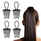 4PCS Bandette Comb,Comb Hair Styling Tool with Elastic Rubber Band Hair Comb Ponytail Bump it Up Volume Combs Hair Accessory for Easy and Chic Hairstyles(Black)