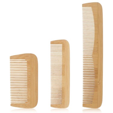 3 Pcs Bamboo Comb Set, Wooden Combs Fine Tooth Combs Anti-Static Wood Hair Combs for Women Men, Wood Comb for Straight, Curly, Wavy, Long Hair, Beard
