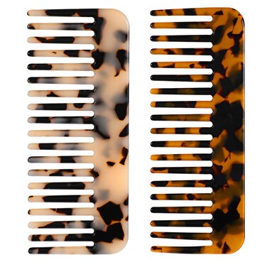 Hair Detangling Comb, Mabor 2 Pack Acetate Hair Detangling Comb 4.65 Inch Wide Tooth Comb for Wet and Dry Hair Large Wide Tooth Leopard Pocket Comb for Women Thick Curly Wavy Hair