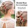 7 Pieces Decorative Red Party Prom Wedding Bridal Rhinestone Hair Side Comb+U-shaped Hair Pins Accessories for Women Girls Brides Bridesmaids