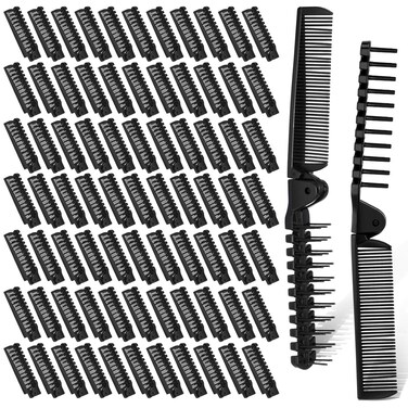 Skylety 100 Pcs Portable Travel Hair Comb Brush Double Headed Folding Hair Brush Compact Pocket Comb Wig Styling Tool for Women Men Homeless Home Hotel Nursing Charity Church(Black)