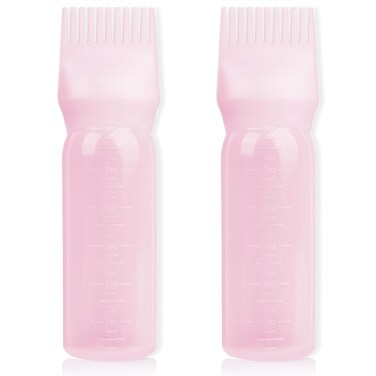 BLAAROOM Root Comb Applicator - 6 Oz Hair Oil Applicator, Dye Bottle Tools with Oil Dispenser &amp; Root Comb Brush - Pink