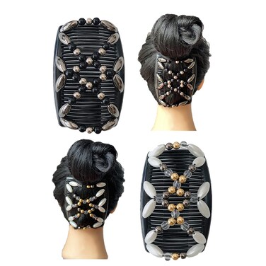 2 Pcs Stretch Combs For Girl, Magic Beading Hair Comb-Double Clips Hair Styling Accessories for Women Girls Hair Beauty