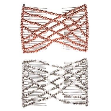 2 Pcs Magic Beading Easy Stretching Hair Combs Double Clips Hair Styling Accessories for Women Girls Hair Beauty
