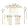 Wedding Pearl Hair Combs Set of 5 PCS - Elegant Hair Accessories for Bridal Women (Gold)