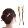 2 Pcs Hair Sticks for Buns,Wooden hair Chopsticks for Women-Handmade Peach Blossom,Hair Accessories (Pink green (2 Pcs))