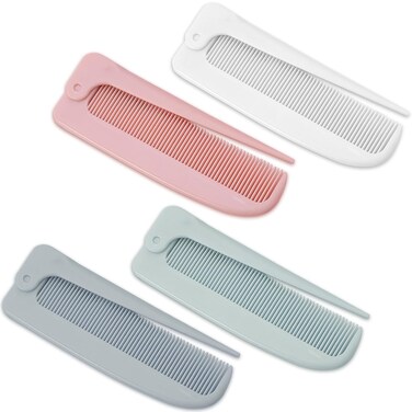 Hair Parting Combs - 4-Piece Rat Tail Folding Detangling Travel Styling Combs for Braids &amp; Hair Styling