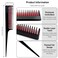 5-Piece Triple Teasing Comb Set - Rat Tail Combs for Women, Perfect for Adding Volume and Evening Styling (Black with Red, 8 x 1.2 inch)