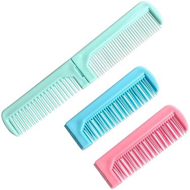 3pcs Hair Styling Tools Mini Portable Antistatic Folding Combs, Double Tooth Plastic Travel Combs for Women, Pink+Blue+Green