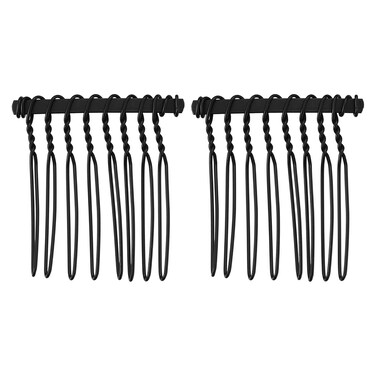 VOCOSTE 2 Pcs No Slip Hair Side Combs Accessories, Metal, Black, 1.3
