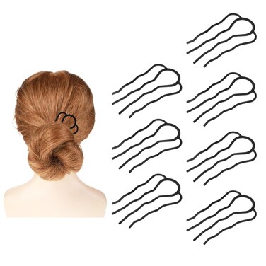 7 Piece Metal Hair Side Combs Side Combs U Shaped French Twist Comb Hair Fork Clips Hair Pins Combs Hair Accessories U-Shape Teeth Styling Tools for Women Girls (Black, 4 Teeth)