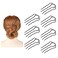 7 Piece Metal Hair Side Combs Side Combs U Shaped French Twist Comb Hair Fork Clips Hair Pins Combs Hair Accessories U-Shape Teeth Styling Tools for Women Girls (Black, 4 Teeth)