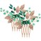 Beaupretty 2Pcs Bridal Hair Pieces Green Crystal Hair Combs Clips Wedding Gold Leaf Vine Headdress Accessories for Women Girls
