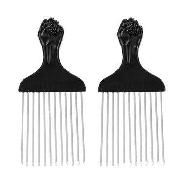 2Pcs Afro Pick, Metal Hair Pick Metal Hairdressing Tools for Women and Men Detangling and Styling Comb for Wigs Braids Detangle Curly Hair DIY Hairstyle