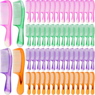 Nuogo 60 Pieces Colorful Hair Combs Set Individually Wrapped Hair Combs for Women Men Disposable Hair Combs Bulk Plastic Fine Dressing Comb for Hotel Shelter Homeless Nursing Home Charity Church