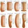 Wooden Wide Tooth Handmade Anti-Static Combs for Men - Fine Teeth and No-Snag for Beard, Hair, Mustache (8 Pieces)