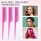 Leinuosen 3 Pcs Triple Teasing Comb Rat Tail Tool Tease Layers Pintail Comb for Women Back Root Teaser Adding Volume Structure Styling(Pink)