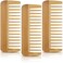 Patelai 3 Pcs Wide Tooth Wooden Comb, Wood Hair Combs, Anti-static No Handle Styling Shampoo Comb for Curly Wavy Long Hair