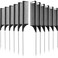 12 Pieces Rat Tail Comb Carbon Fiber Parting Set, Stainless Steel Tail Hair Comb Heat Resistant Teasing for Braid Hair Salon Home Use