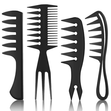 4 Pcs Styling Comb for Men Pompadour Hairstyling Wide Tooth Comb for Curly Hair Slicked Back Hair Comb for Men Saloon Professional Hairstyle Comb