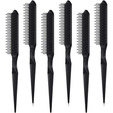 6 Pieces 3 Row Detangling Combs for Curly Natural Women's Hair - Parting, Defining, and Separating Hair and Wigs for Salon Hairstylists and Hairdressers