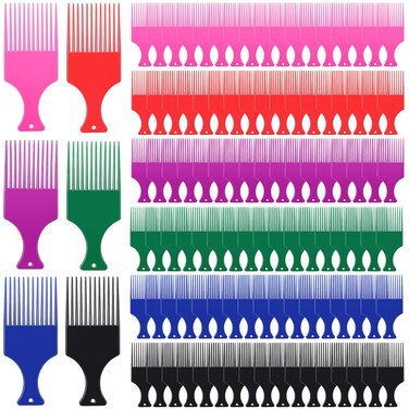 Zhehao 120 Pcs Plastic Wide Tooth Combs for Afro, Curly, Thick, Long or Wet Hair - Salon Supplies for Women and Men (Colorful)