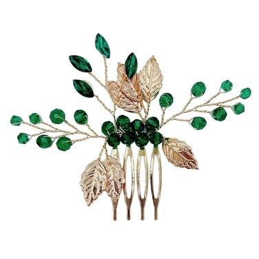 Bridal Hair Comb for Women, Rhinestone Wedding Comb for Bride, Barrette Crystal Hiar Clip Headpieces for Women, Green