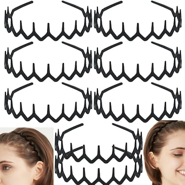 LAPOHI 8 PCS Non Slip Fashion Effortless Plastic Headbands with Teeth Comb Skinny Hair Bands for Women Men Teen Girls, Comb Teeth Matte Black