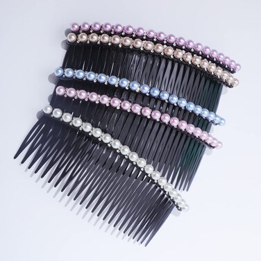 5pcs 24 Teeth Plastic Hair Comb Bridal Hair Pieces Rhinestone Hair Comb Pearl Hair Pins Sweet Hair Accessories Headwear Retro Bridal Hair Clips (Pearl)