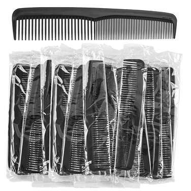 100pcs Plastic Black Combs in Bulk, Individually Wrapped, Double Tooth Hair Pocket Comb, for Homeless, Charity, Hotel, Travel, Airbnb, Nursing Home, Shelter, Church Activities (100, Black)