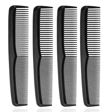 30 Pack Black Combs in Bulk, 7 inch Double Tooth Hair Pocket Comb, Individually Wrapped, Bulk Combs for Homeless, Charity, Care Pack, Polypropylene (PP)
