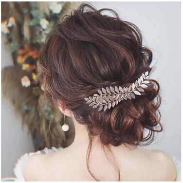 Boho Leaf Hair Comb Gold Wedding Hair Comb Barrette Metal Leaf Bride Comb Headpieces Decorative Head Comb Headwear Branch Leaf Hair Piece Bride Hair Accessories for Women and Girls