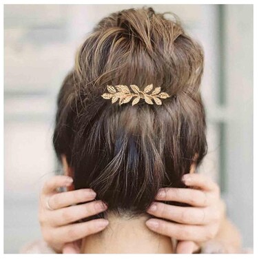 Boho Leaf Hair Comb Gold Wedding Comb Metal Bridal Headpieces Bride Side Comb Branch Leaf Hair Piece Wedding Headpieces Bride Hair Accessories for Bride and and Bridesmaids (Gold A)