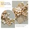 Gorais Pearl Bride Wedding Hair Comb Crystal Bridal Hair Piece Leaf Wedding Hair Accessories Floral Rhinestone Hair Clip Side Combs for Women and Girls