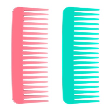 Wide Tooth Comb, Large Hair Detangling Comb, Shower Comb, 2PCS Wide Tooth Comb Detangler, Wide Tooth Comb No Handle, Wide Tooth Comb for Curly Hair, Hair Combs for Curly Wet Dry Thick Hair, Pink, Cyan