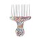 ANGGREK Afro Pick Comb - Stainless Steel Detangler for Curly Hair Styling (Waist flower K4)