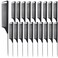 Metal Carbon Parting Combs for Women, Girls - 20 PCS for Curly, Braiding, Styling Hair (Black)