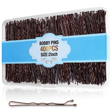 400Pcs Bobby Pins Brown, Cyluer Bobby Pin, 2 Inch Premium Bobby Pins Secure Hold &amp; Pain Free For Women Girls and Kids, Invisible Wave Hair Pins Bulk With Storage Case, Suitable For Various Hairstyles