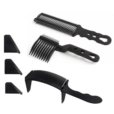 3Pcs Fade Comb for Men,Barber Cutting Comb, Anti-Static Heat Resistant Adjustable Curved Comb for Positioning and Flat Top Comb, Flat Curved Push Edge, For Home or Salon or Professional Use