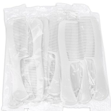 Bulk Hair Combs, 60 Pack Individually Wrapped Plastic Combs for Homeless Individuals, Women, Kids, Hotel, Airbnb, Shelter/Homeless/Nursing Home/Charity/Church (White)