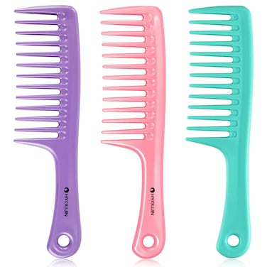 HYOUJIN 3pc Large Wide Tooth Comb Detangler Detangling Hair Brush,Paddle Hair Comb,Care Handgrip Comb-Best Styling Comb for Curly,Wet,Long Hair