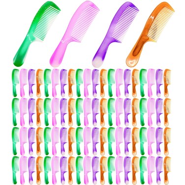 Colorful Plastic Disposable Hair Combs Pack - 100 Individual Wraps, Widen Bulk Combs for Homeless, Hotel, Shelter, Nursing, Charity Home
