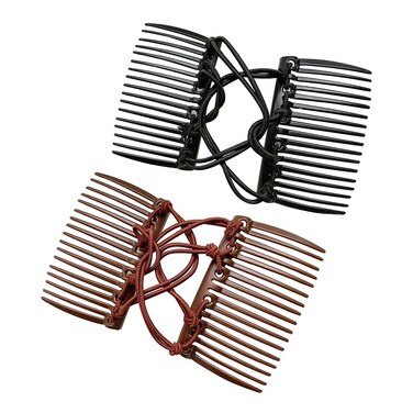 2 Pcs Plastic Double Hair Combs Adjustable Elastic Hair Comb Easy Hair Bun Comb Stretchy Double Comb Hair Clip for Curly Thick Wavy Hair