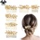Jaciya Leaf Hair Comb Gold Hair Accessories Metal Hair Combs Rhinestone Flower Hair Side Combs Wedding Bridal Jewelry Hair Clips for Women Girls