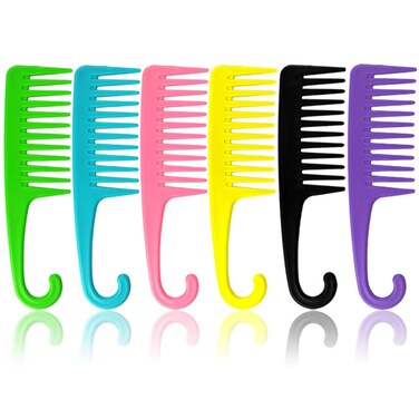 Hipifans 6 colors Large Wide Tooth Hair Comb for Curly Hair - 6Pcs/Set Premium Detangling for Wet, Curly, Thick Hair, Professional Shower Brush Styling Tool for Long Hair