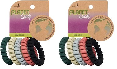 Goody Planet Elastic Hair Coils for Medium to Thick Hair - Women and Girls Hair Accessories, 5 Count (Pack of 2)