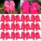 CEELGON 12PCS 8" Large Cheer Bows Ponytail Holder Elastic Hair Ties Pink Grosgrain Ribbon Cheerleading Bows for Teens Women Girls Sports Cheerleaders