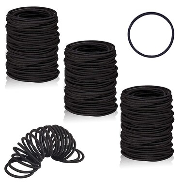 Elastic Hair Ties 100 PCS Ponytail Holders 2MM Thin 2 Inch in Diameter Hair Band for Normal Medium to Thick Hair, For Girls Women or Men (Black)